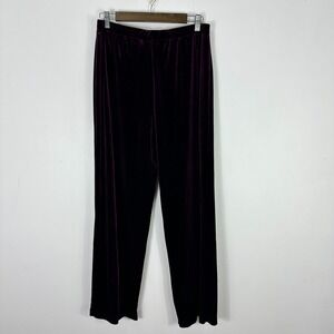 Susan Graver Velvet Pants L Purple High Rise Straight Leg Y2K Goth Party Holiday